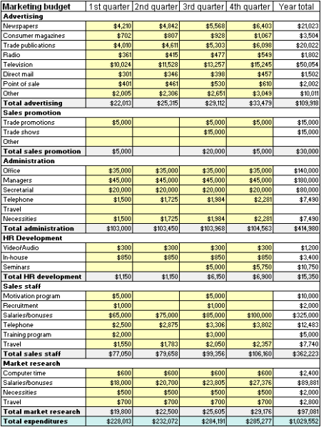 Marketing budget